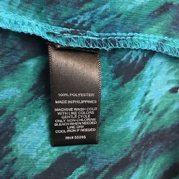 Express Women's 3/4 Sleeve Blue Swirled Pattern Semi Sheer Top Shirt - Size S - Picture 2 of 8